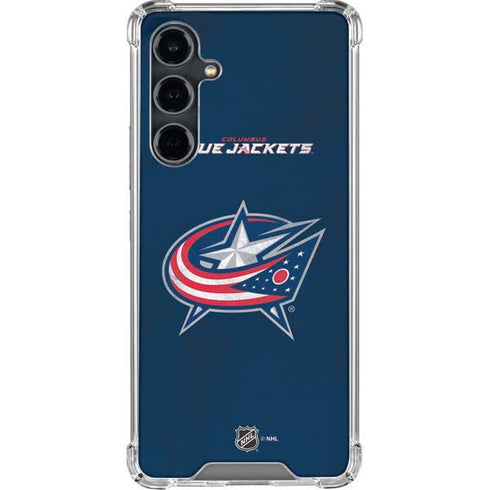 NHL Columbus Blue Jackets Distressed Galaxy S23 FE Clear Case